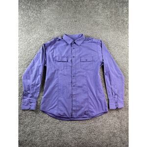 No Retreat Shirt Mens Extra Large Purple Topanga Roll Cuff Sleeve Button Up FLAW